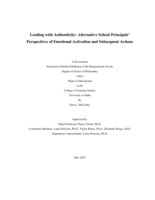 Leading with Authenticity: Alternative School Principals’ Perspectives of Emotional Activation and Subsequent Actions