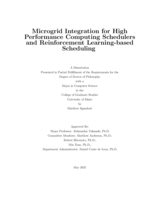 Microgrid Integration for High Performance Computing Schedulers and Reinforcement Learning-based Scheduling
