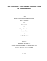 Three Nations within a Nation: Separatist Agitations in Colonial and Post-Colonial Nigeria