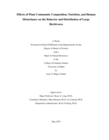 Effects of Plant Community Composition, Nutrition, and Human Disturbance on the Behavior and Distribution of Large Herbivores