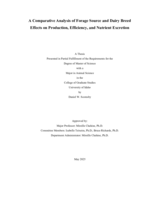 A Comparative Analysis of Forage Source and Dairy Breed Effects on Production, Efficiency, and Nutrient Excretion