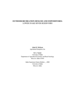 Outdoor Recreation Demand and Expenditures: Lower Snake River Reservoirs