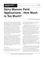 Dairy Manure Field Applications: How Much is Too Much?