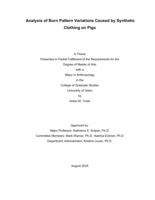 Analysis of Burn Pattern Variations Caused by Synthetic Clothing on Pigs