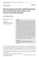 Beyond measurement of the motherhood penalty: How social locations shape mothers' work decisions and stratify outcomes