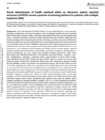Social determinants of health explored within an electronic patient reported outcomes (ePROS) remote symptom monitoring platform for patients with multiple myeloma (MM)