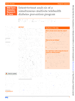 Intent-to-treat analysis of a simultaneous multisite telehealth diabetes prevention program