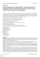 Rural Perspectives on Digital Health Technology in Cardiovascular Care: Qualitative Interviews with Rural and Rural-serving Primary Care Providers and Cardiologists (Preprint)