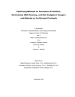 Optimizing methods for abundance estimation, noninvasive DNA recovery, and diet analysis of cougars and bobcats on the Olympic Peninsula