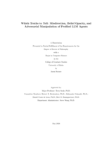 Which Truths to Tell: Misdirection, Belief Opacity, and Adversarial Manipulation of Profiled LLM Agents