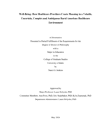 Well-Being: How Healthcare Providers Create Meaning in a Volatile, Uncertain, Complex and Ambiguous Rural American Healthcare Environment