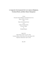 A Comparative Environmental Life Cycle Analysis of Bioplastics, Petroleum Plastics, and Dairy Manure Management